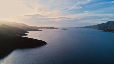 Hırvatistan 'ın Korcula Adası hava manzarası.