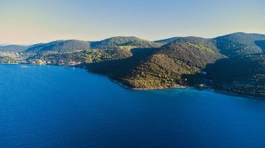 Hırvatistan 'ın Korcula Adası hava manzarası.