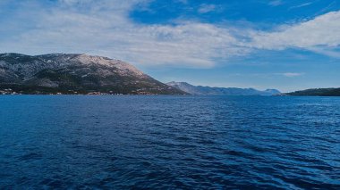 Hırvatistan 'ın Korcula Adası hava manzarası.