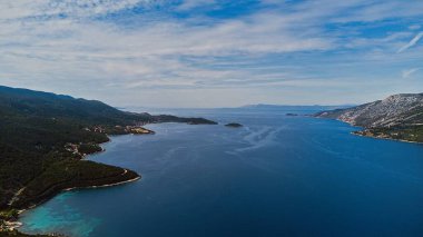 Hırvatistan 'ın Korcula Adası hava manzarası.