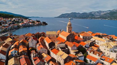 Hırvatistan, Korcula Adası. Korcula 'nın eski bir kasabası.