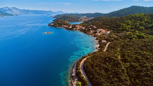 Letecký Pohled Ostrov Korčula Chorvatsko — Stock fotografie