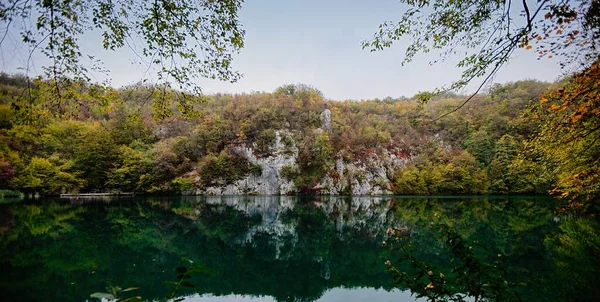 Park Narodowy Jezior Plitwickich Chorwacji Jesienią — Zdjęcie stockowe