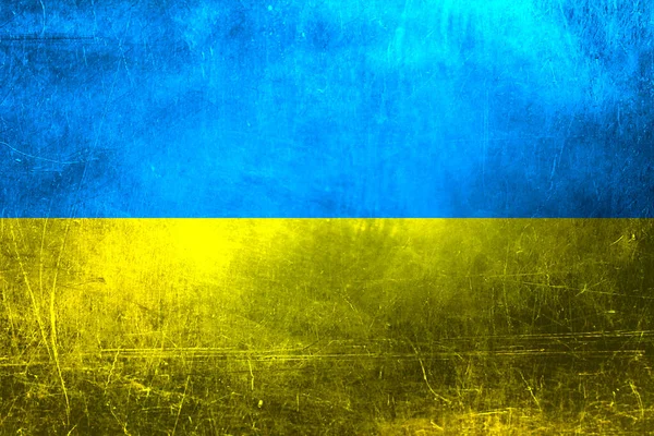 Ukrán Zászló Stilizált Sérült Piszkos — Stock Fotó