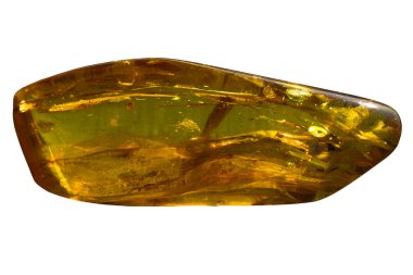 Batan güneşin ışınlarında kumlu bir sahilde birkaç doğal, cilalanmış Baltık kehribarı. Kolobrzeg, Polonya.