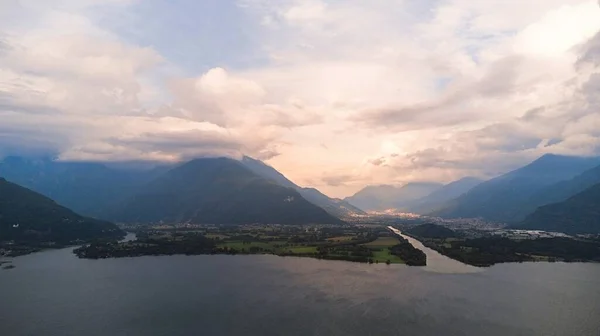 Aerail Pohled Como Lake Lombardii Severní Itálie Obrázek Června 2023 — Stock fotografie