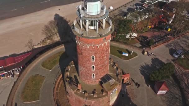 Luftaufnahme Des Hafens Von Kolobrzeg Gefilmt Drohne Einem Sonnigen Februartag — Stockvideo