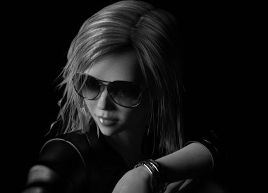 Genç sarışın bir çocuğun siyah beyaz portresi..