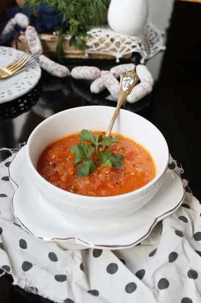 Vegetable Spicy Soup Summer Soup Chili Soup — Stock Photo, Image