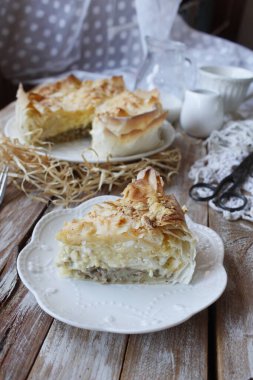 Peynirli ev yapımı turta.