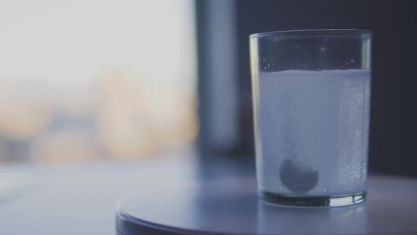 Comprimido Efervescente Disuelto Vaso Agua Analgésico Dosis Grandes — Vídeo de stock