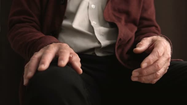 Mature Man Suffering Hand Cramps Joint Pain Rheumatic Disease Health — Stock Video