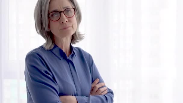 Sad Mature Lady Looking Anxious Does Appearance Self Criticism Aging — Stock Video