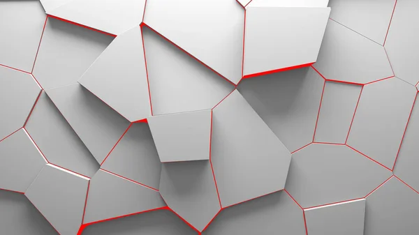 Abstraktní Extruded Voronoi Bloky Pozadí Minimální Červená Čistá Firemní Zeď — Stock fotografie