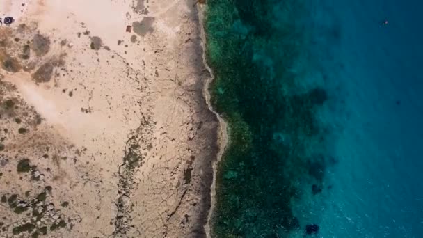 Drone Mengungkapkan Video Dari Garis Pantai Dengan Air Kristal Jernih — Stok Video