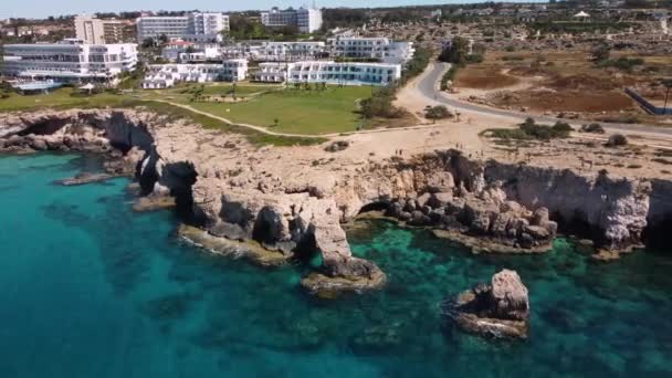 Drönarvideo Från Ayia Napas Kust Cypern — Stockvideo