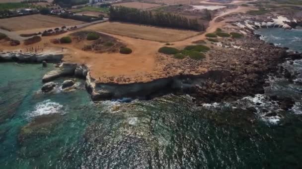 Paphos Coastline Drone Video Cyprus — Stock Video