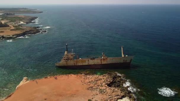 Кораблекрушение Edro Iii Беспилотник Видео Кипр — стоковое видео