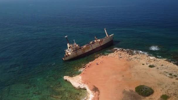 Дрон Видео Кипра Кораблекрушение Edro Iii — стоковое видео