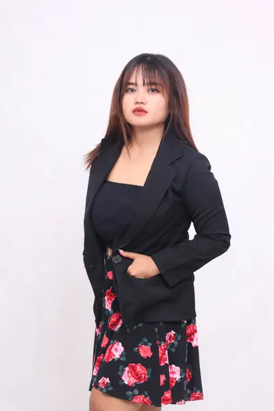 Mooi Aziatisch Indonesisch Meisje Een Casual Professioneel Kantoor Elegante Rok — Stockfoto