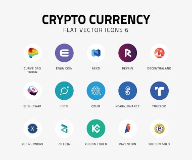 Crypto currency vector icons flat 6 clipart