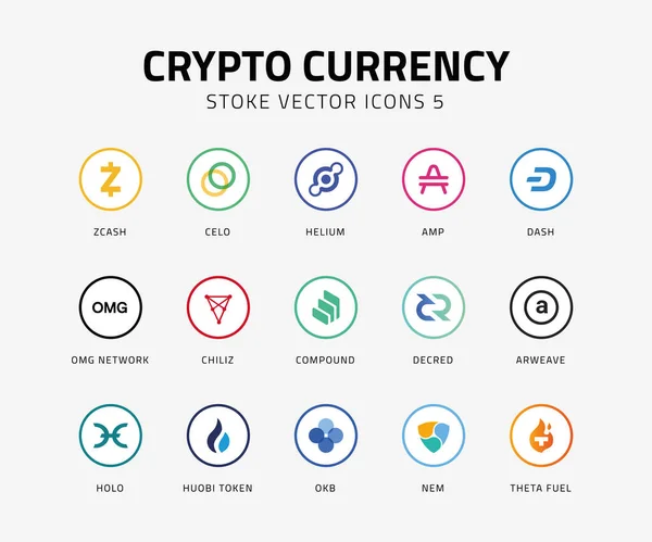 stock vector Crypto currency vector icons stoke 5