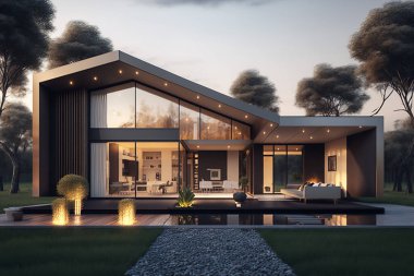 Modern Villa Mimarisi 3D Düzenleme Emlak