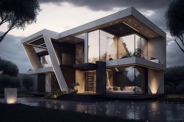 Modern Villa Mimarisi 3D Düzenleme Emlak