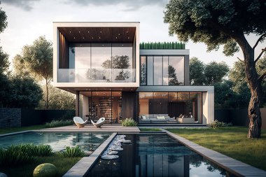 Modern Villa Mimarisi 3D Düzenleme Emlak