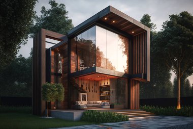Modern Villa Mimarisi 3D Düzenleme Emlak