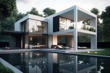 Modern Villa Mimarisi 3D Düzenleme Emlak