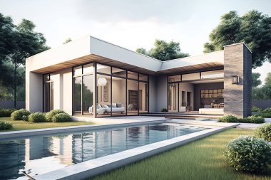 Modern Villa Mimarisi 3D Düzenleme Emlak