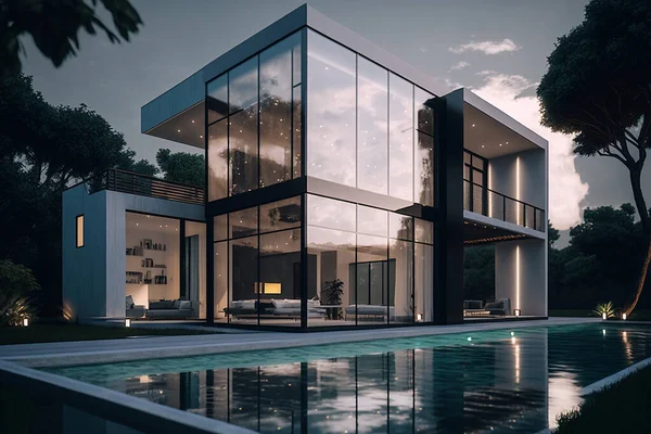 Modern Villa Arkitektur Rendering Fastigheter — Stockfoto