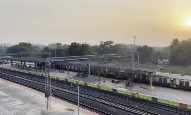 Train Moving Carrying Passengers Railway Station — Stock Video