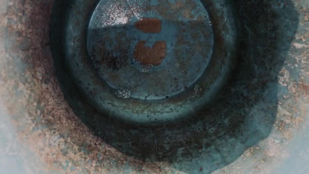 Een Vuile Kuip Gevuld Met Verontreinigd Water Dat Wormen Bevat — Stockvideo