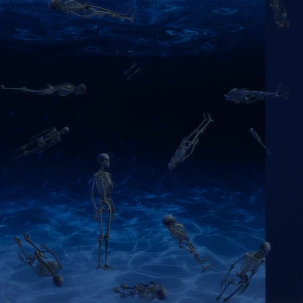 Wideo Grupy Kości Szkieletowych Pływających Pod Morzem — Wideo stockowe