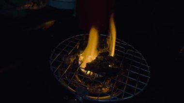 Meat was getting heated in a burner