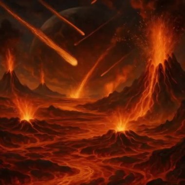 Dağlardaki renkli bir ateşin güzel manzarası.