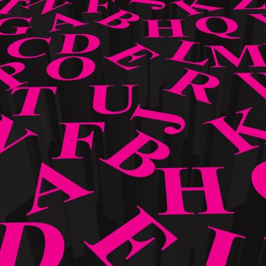 Soyut 3D alfabe harfleri Arkaplan vektör illüstrasyon metinleri duvar sanatı