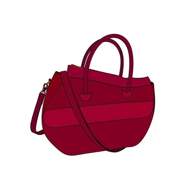 ショルダーバッグ色で赤でゴールデンクラスプストックベクトルイラストの手 財布バッグクリップアート — ストックベクタ