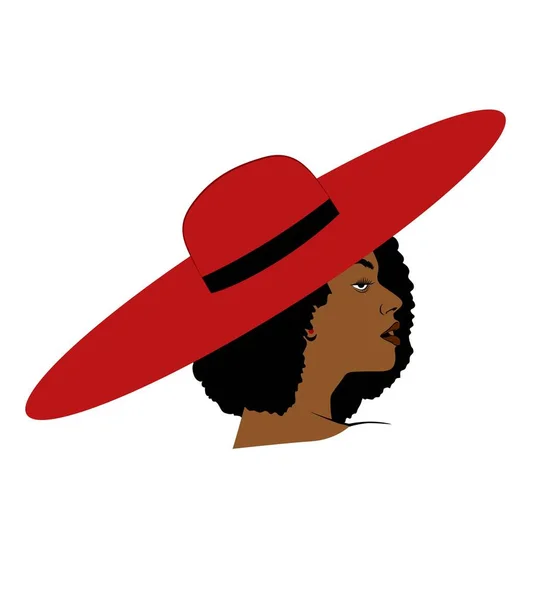 Perfil Feminino Retrato Lateral Com Chapéu Vermelho Topo Vetor Ilustração —  Vetores de Stock
