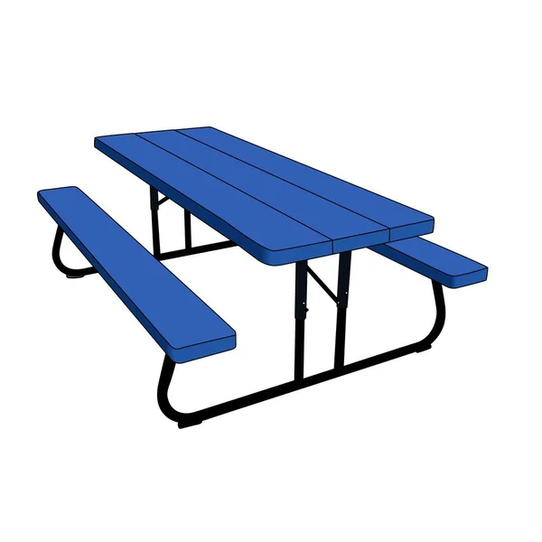 Portable Rectangular Table Blue Color Commercial Park Prechool Table Vector — стоковый вектор