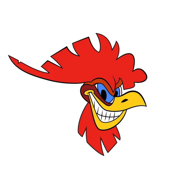 Evil Chicken Face Cartoon Slim Foxy Cunning Crafty Bird Head — Stock Vector