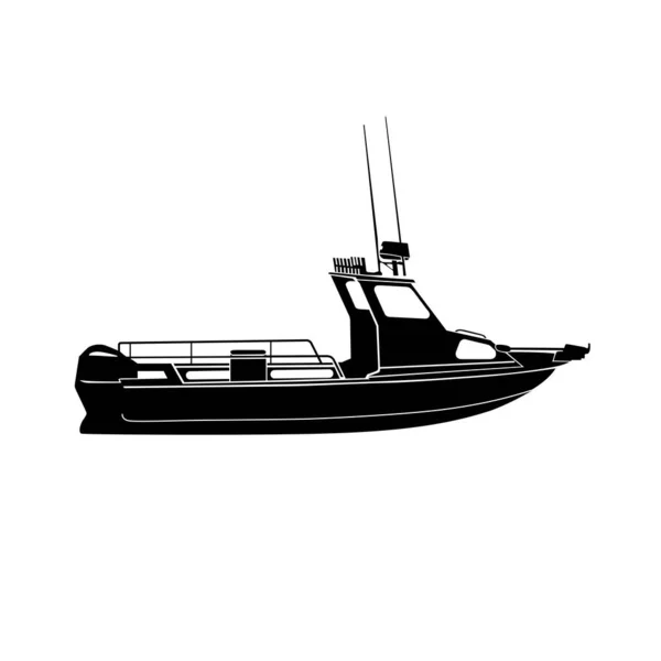 Sportfischen Boot Vektor Illustration Silhouette Clip Art — Stockvektor
