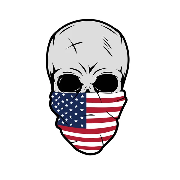 Crâne Drapeau Américain Bandana Crâne États Unis Masque Vecteur Illustr — Image vectorielle