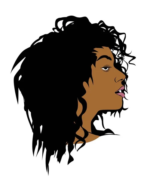 女性のプロフィール サイドポートレートシルエット美しい黒の女性ベクトルイラスト — ストックベクタ