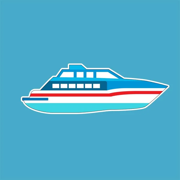 Yatch Boot Cruise Vector Met Een Rode Streep Blauwe Achtergrond — Stockvector