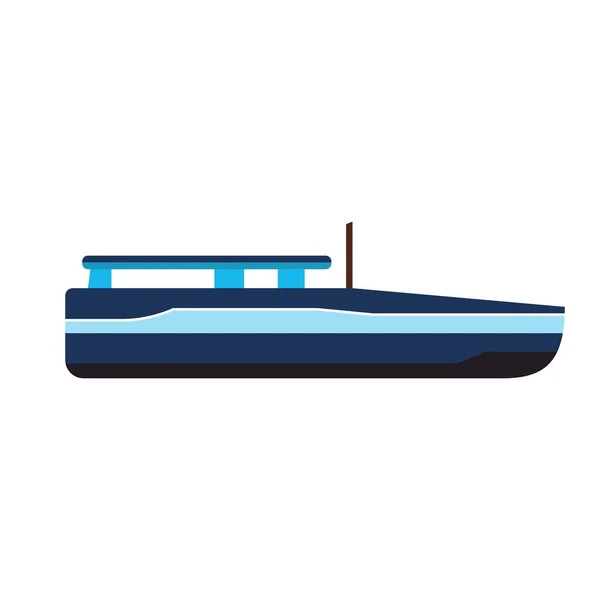 Yacht Boat Ship Side View Simple Flat Style Vector Illustration — Vetor de Stock