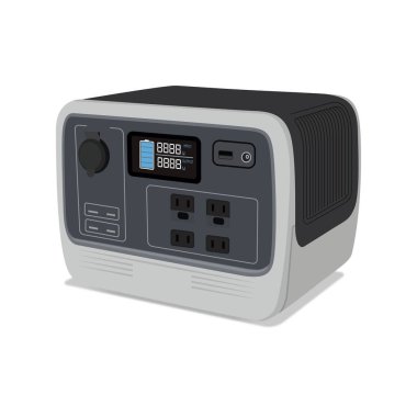 Taşınabilir Batarya İstasyonu, Güneş enerjisi üreticisi vektör çizimi