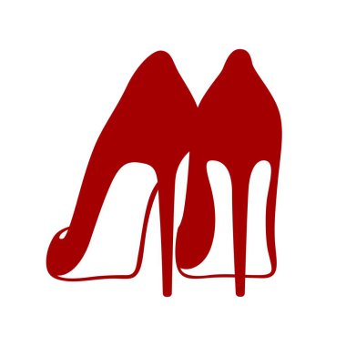 Yüksek topuklu kırmızı ayakkabılar siluet logo ikonu çizimi